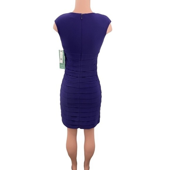 NWT American Living Purple Sheath Dress Ruched Fitted Size 2 Sleeveless - Picture 2 of 9